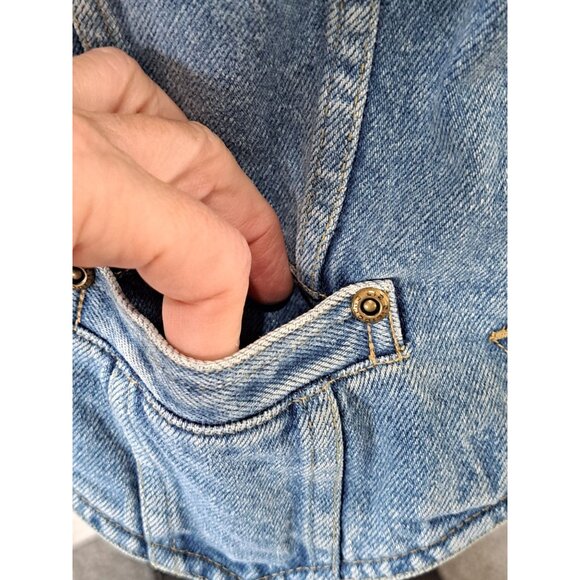 Vintage Denim Vest Liz Claiborne Womens Sleeveless Button-Front Utility  Small - Picture 3 of 10